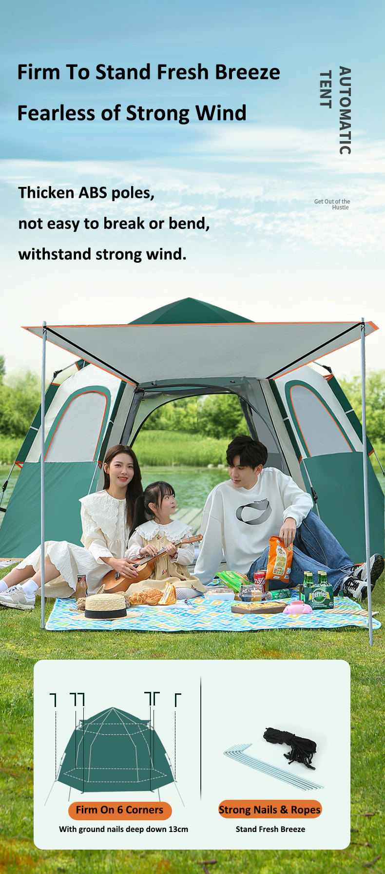 Cheap Goat Tents Hexagonal Tent Tarp Automatic Tent For 4 Person Hexa Tarff With Moisture proof Mat Tent Pegs Poles  Ropes Tents Outdoor Camping   